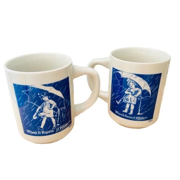 Vintage Other - Vintage Morton Salt Mugs white blue advertisement retro